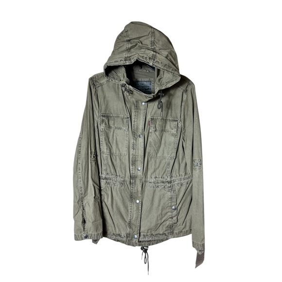 NWT Levi’s Khaki Green Utility Hooded Jacket Size L - Picture 12 of 13